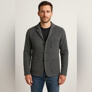 NWT $195 Report Collection Men Knit Gray Wool Cardigan Sweater Jacket Size XXL